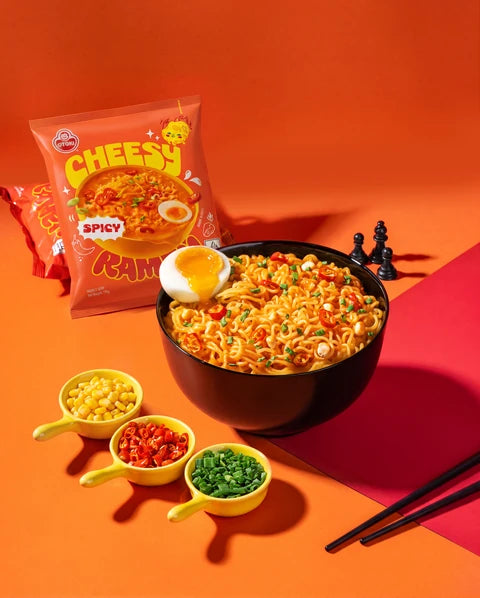 OTOKI Cheesy Ramen Spicy Pack Of 5 πΆοΈπ§ β serving suggestion, photo 1