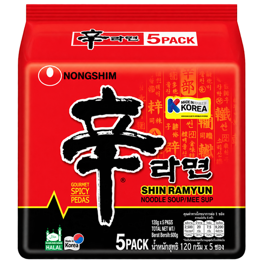 Nongshim Shin Ramyun five-pack, 5 × 120g
