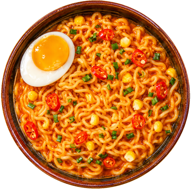 Prepared OTOKI Cheesy Ramen Spicy Pack Of 5 🌶️🧀. Serving suggestion.