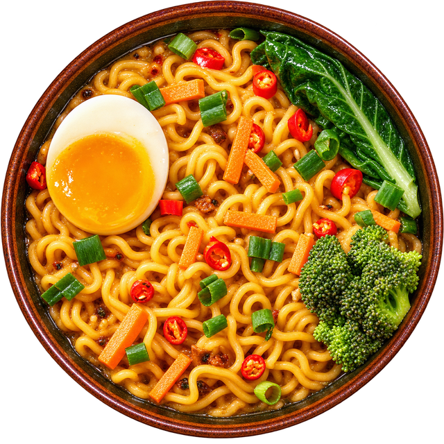 Prepared OTOKI JIN Spicy Ramen Noodles Pack Of 5 🌶️🍜. Serving suggestion.
