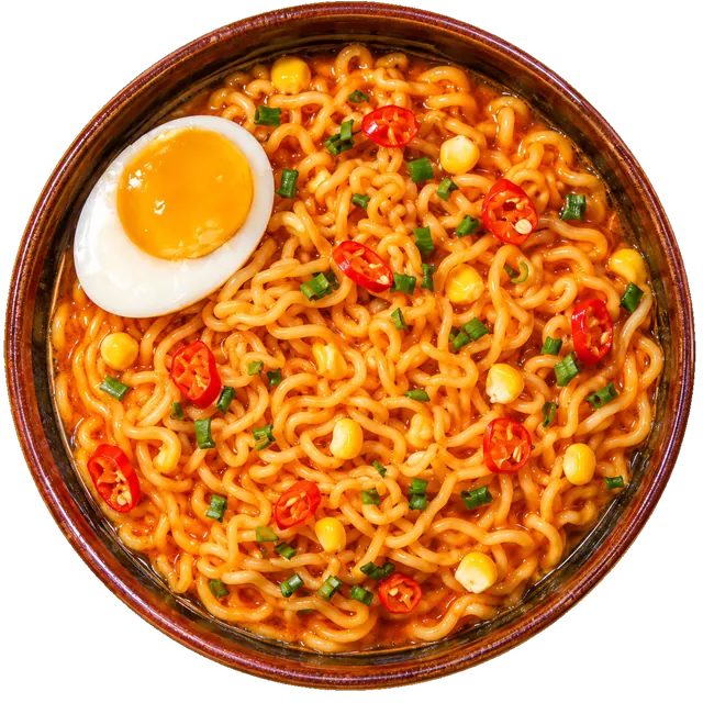 Prepared Cheesy Spicy. Serving suggestion; toppings added.